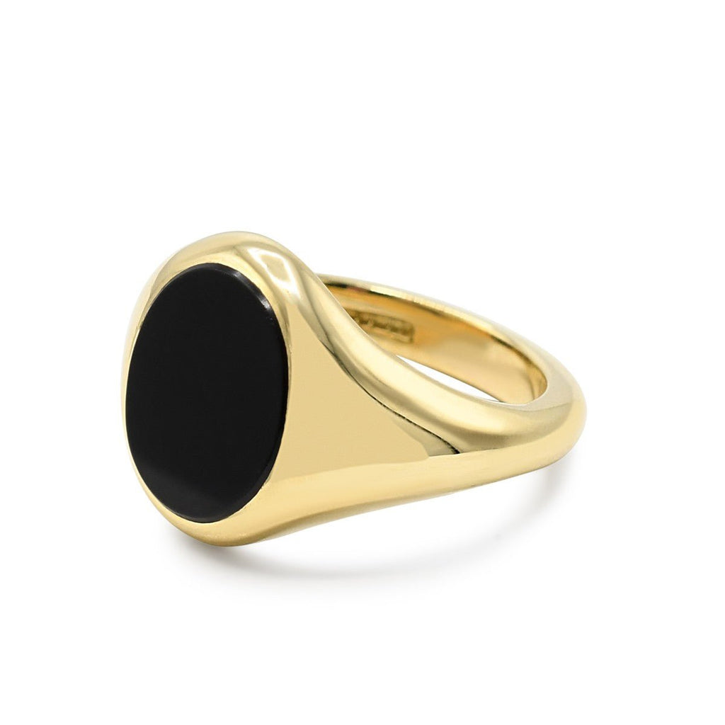 used Oval Onyx Signet Ring - 18ct Yellow Gold