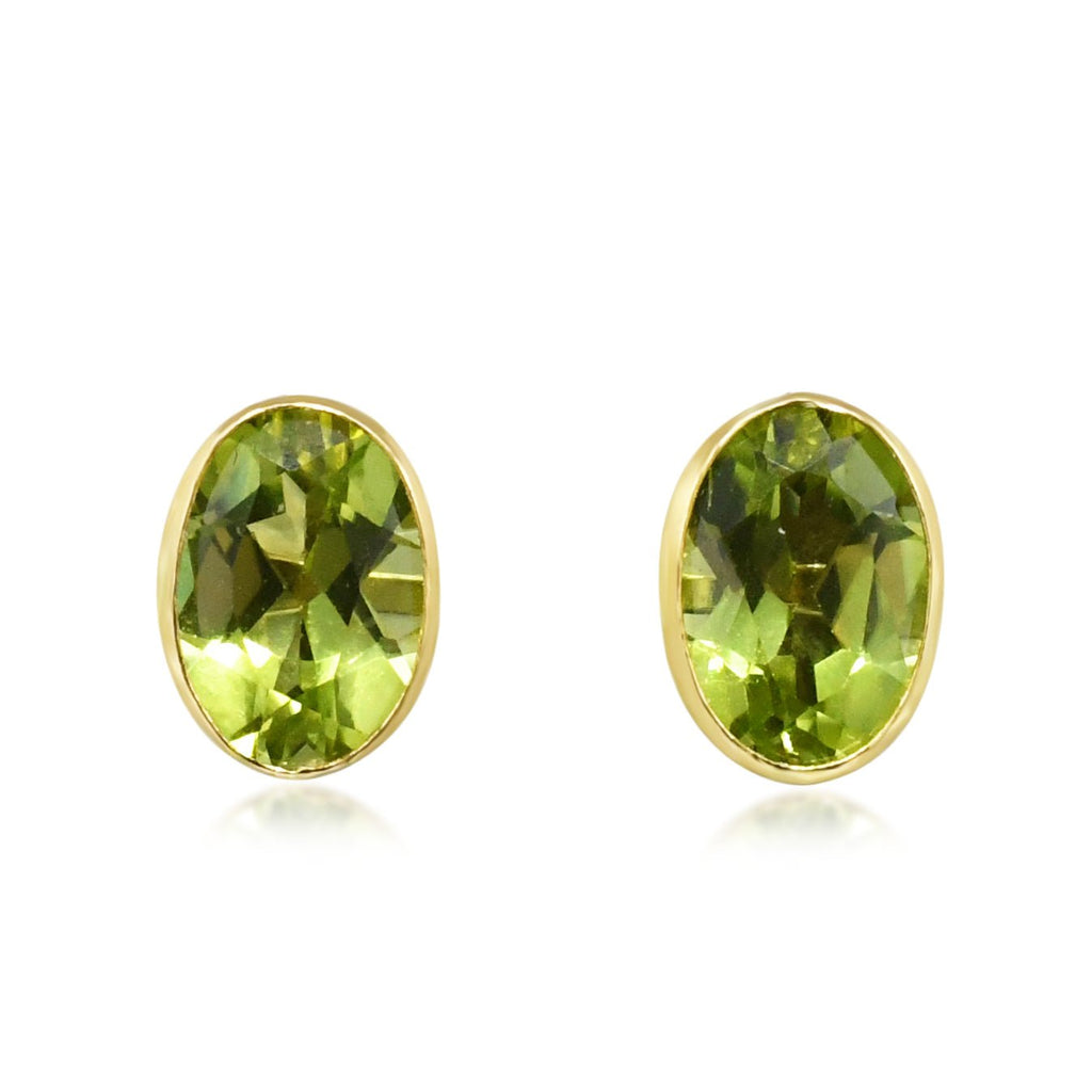 used Oval Peridot Earrings - 18ct Yellow Gold