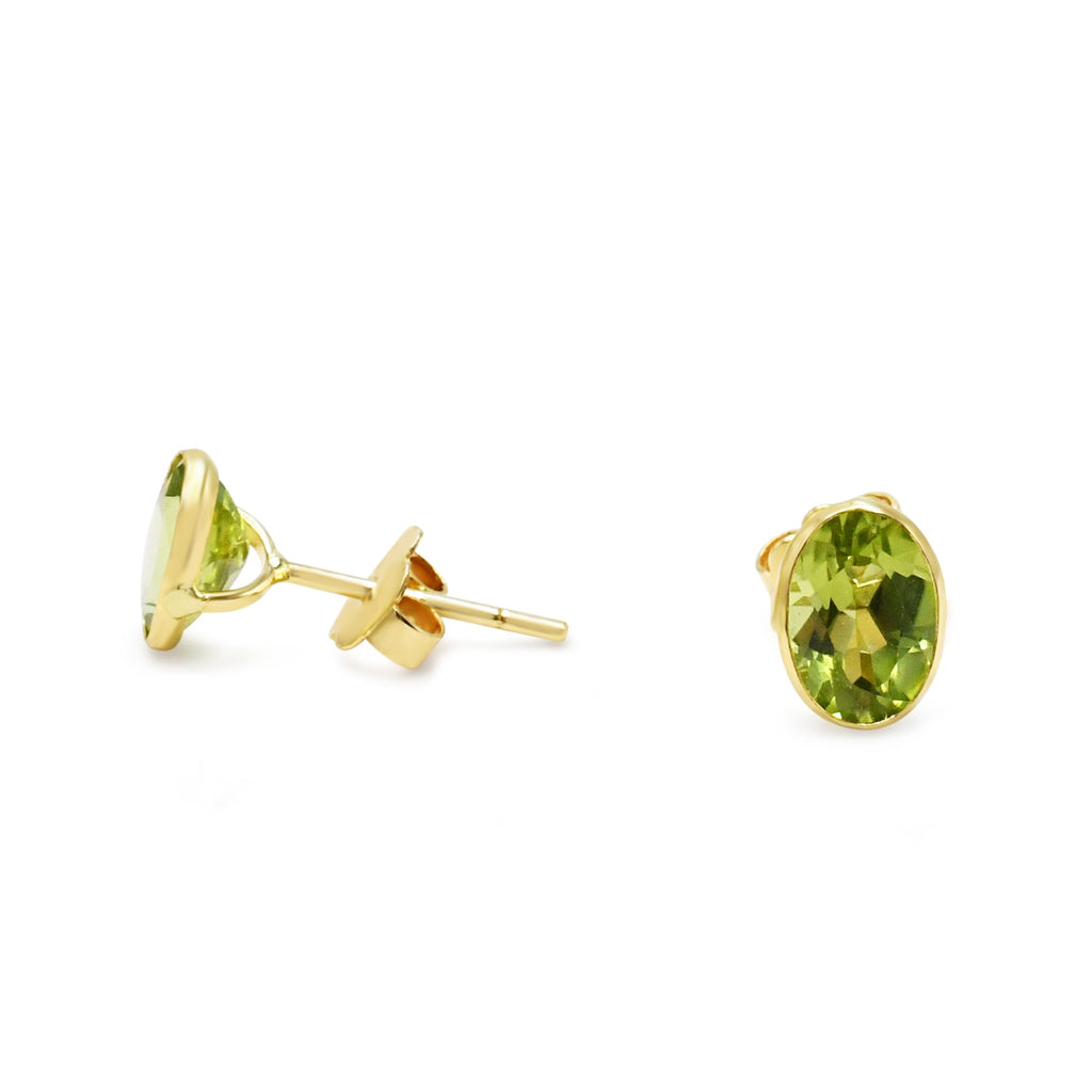 used Oval Peridot Earrings - 18ct Yellow Gold