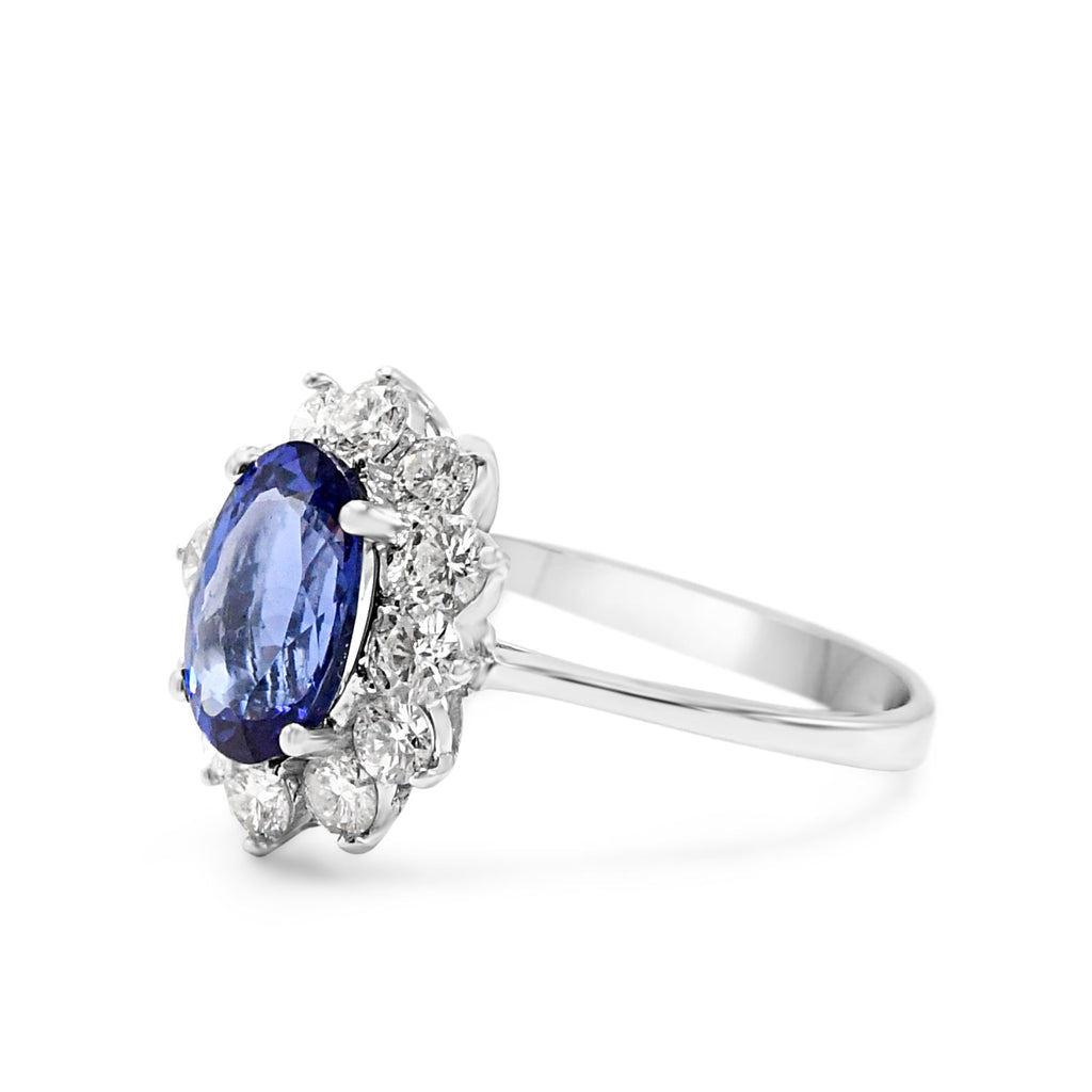 used Oval Tanzanite Diamond Cluster Ring