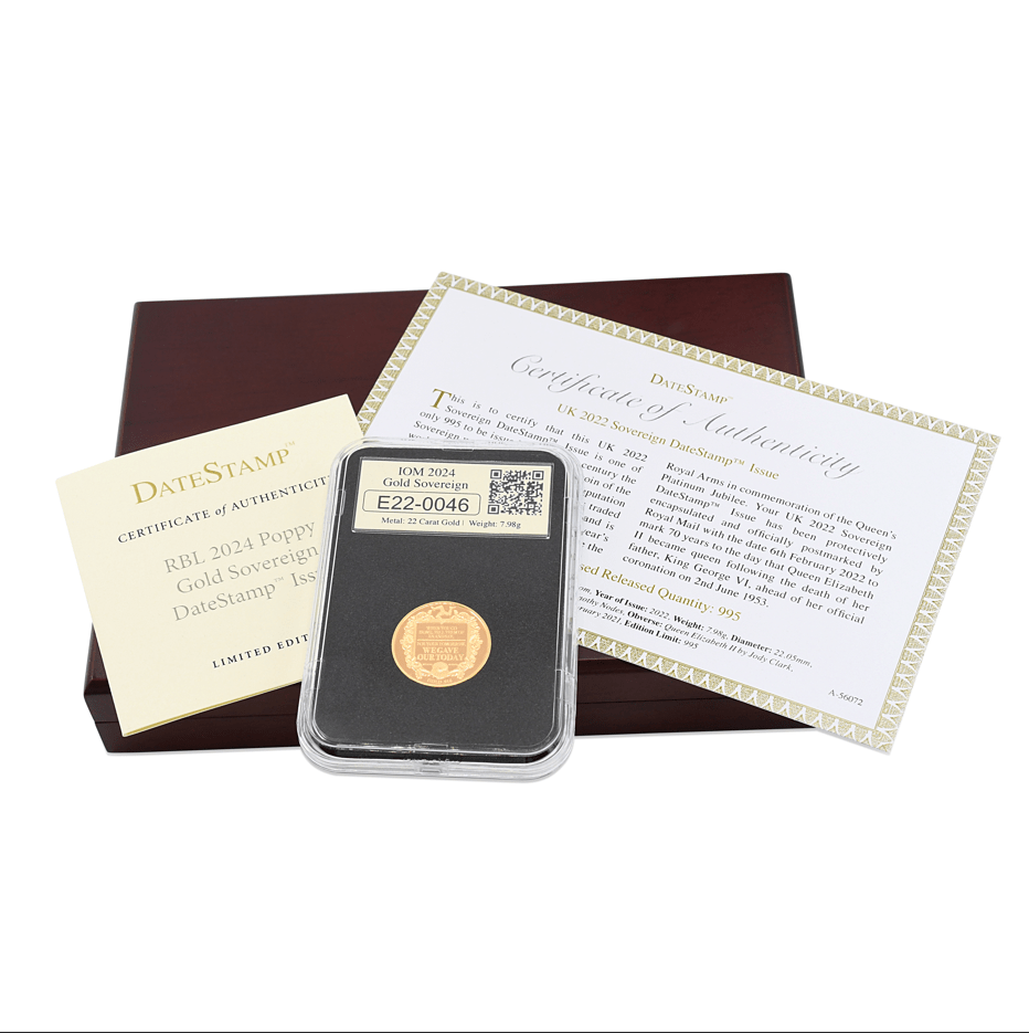 used RBL 2024 Poppy® Gold Sovereign DateStamp Issue
