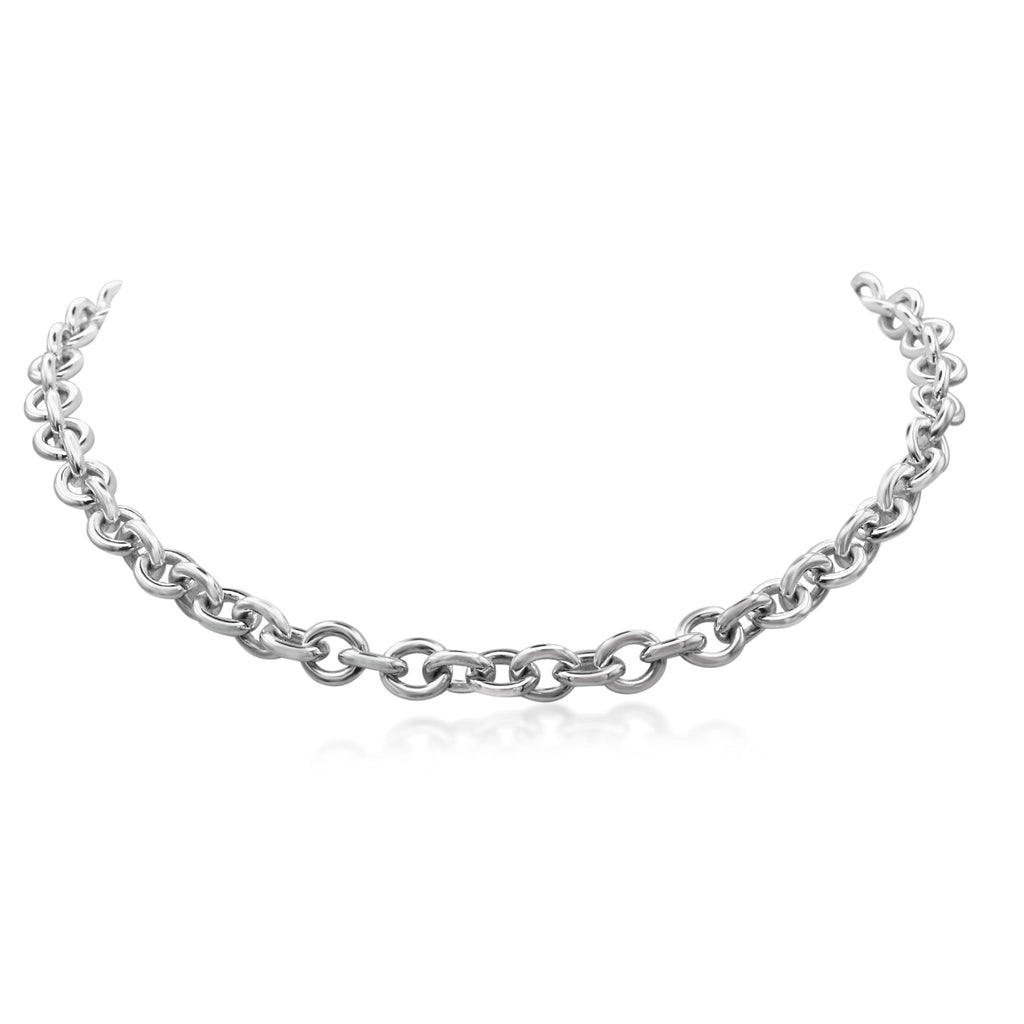 used Return To Tiffany Heart Tag Chain Link Choker - Silver
