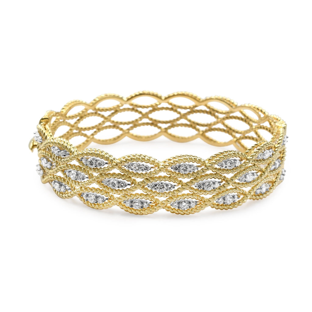 used Roberto Coin Brilliant Cut Diamond Woven Design Bangle