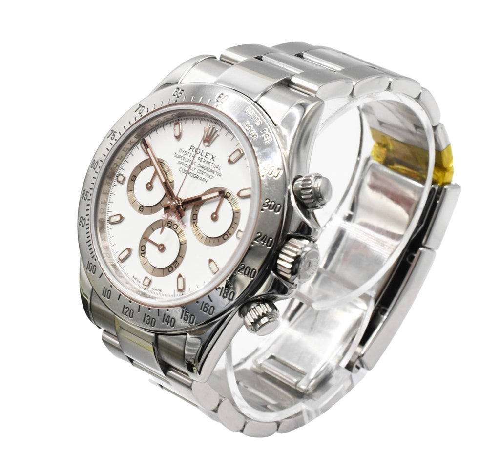 used Rolex Cosmograph Daytona 40mm APH White Dial Steel Watch - Ref: 116520