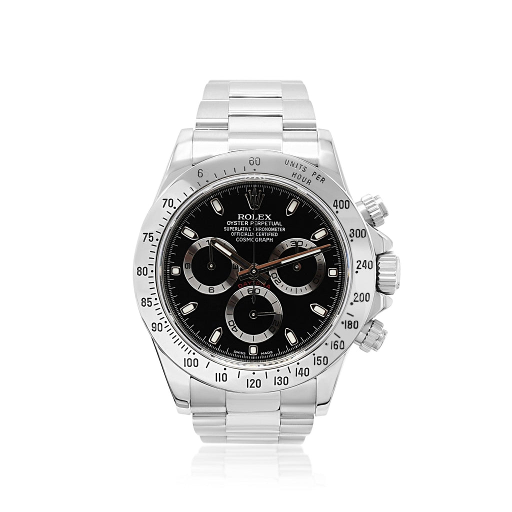 used Rolex Cosmograph Daytona 40mm Black Dial Steel Watch - Ref: 116520