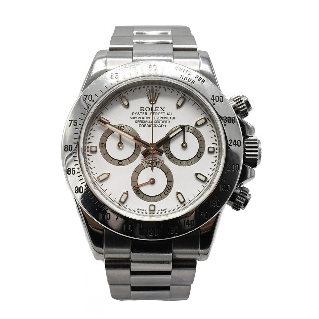 used Rolex Cosmograph Daytona 40mm White Dial Steel Watch - Ref: 116520