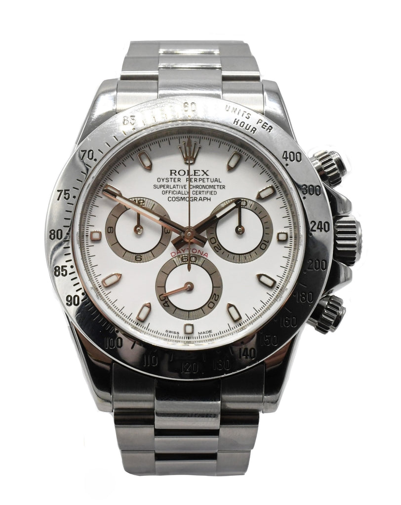 used Rolex Cosmograph Daytona 40mm White Dial Steel Watch - Ref: 116520