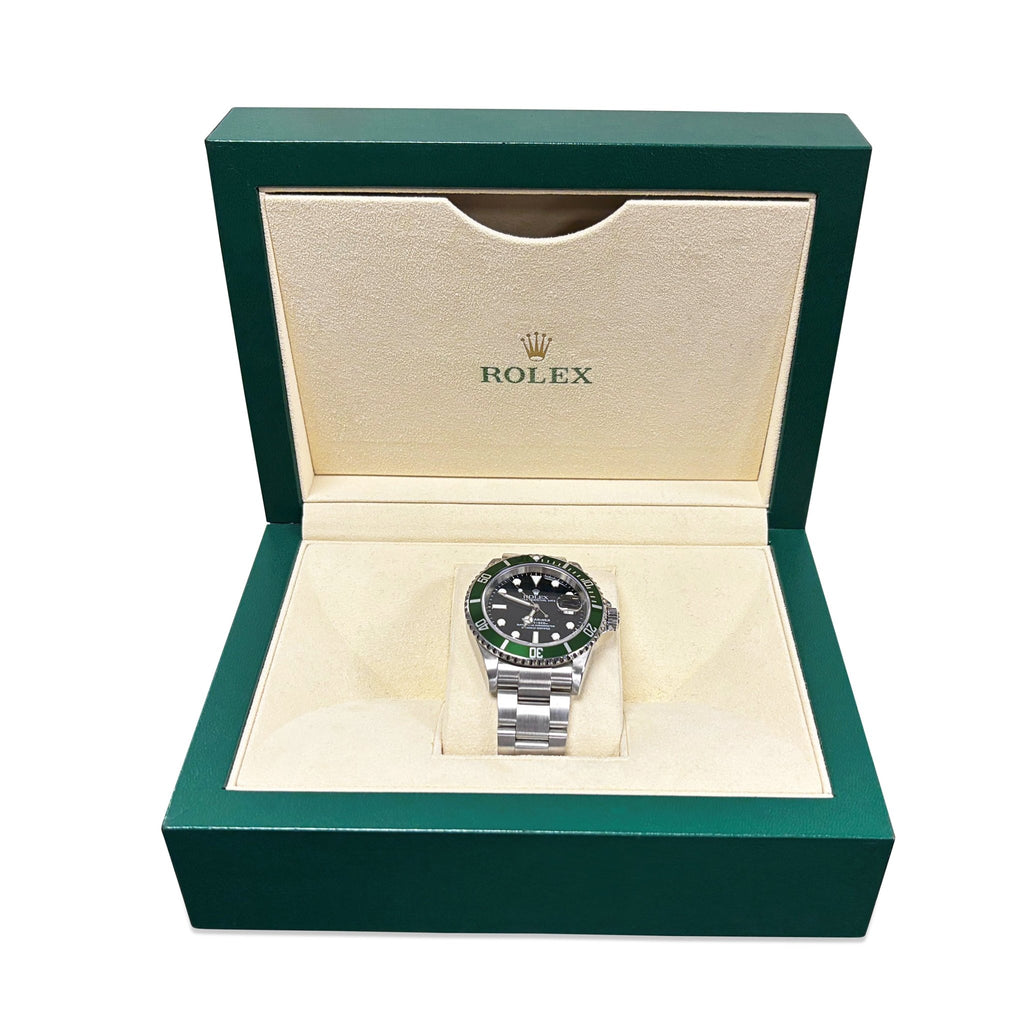 used Rolex Submariner Date 40mm Steel Watch Kermit Ref - 16610