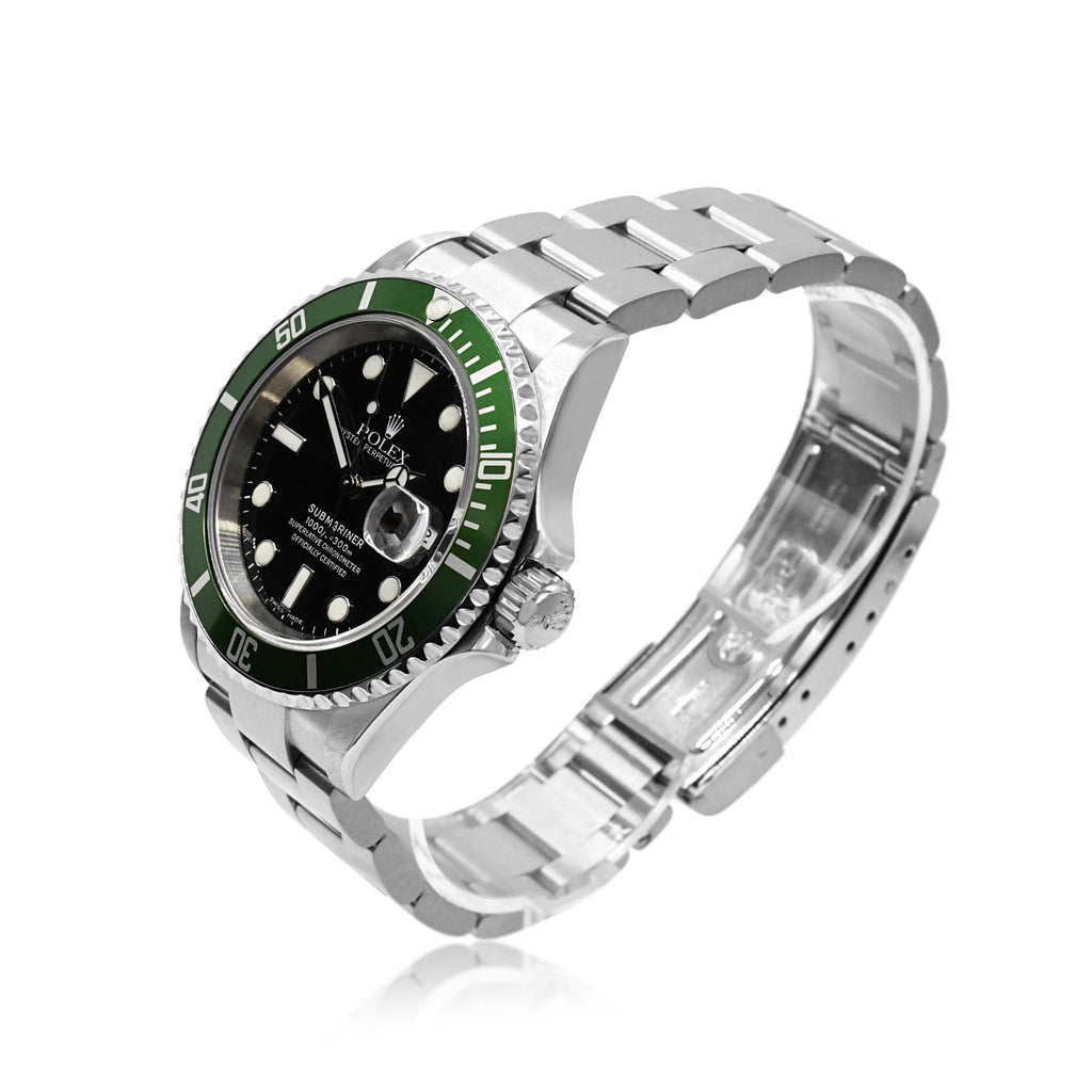 used Rolex Submariner Date 40mm Steel Watch Kermit Ref - 16610