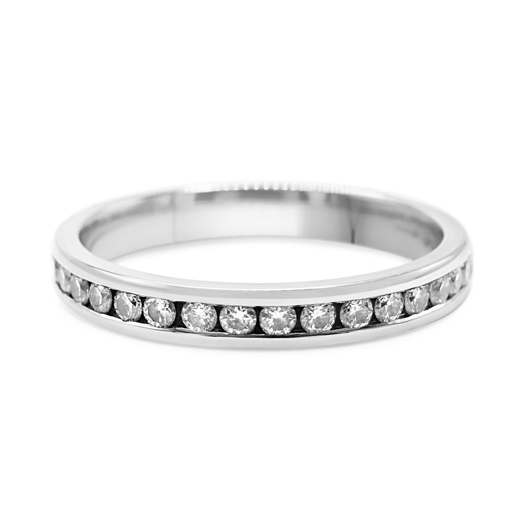used Round Brilliant Diamond Channel Set Half Eternity Ring - Platinum