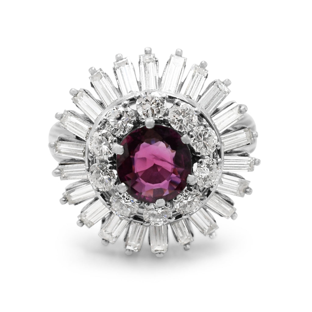 used Ruby And Diamond 2 Row Cluster Cocktail Ring