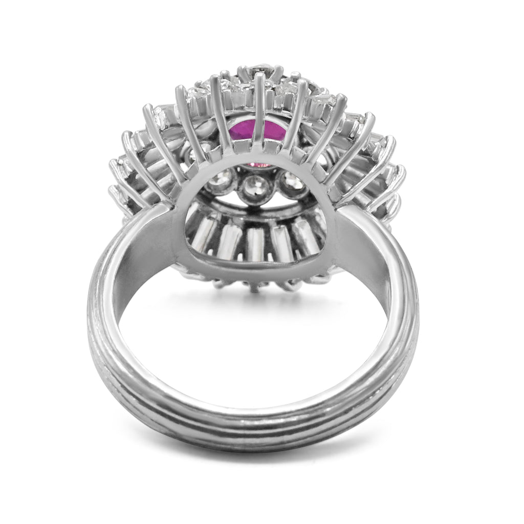 used Ruby And Diamond 2 Row Cluster Cocktail Ring