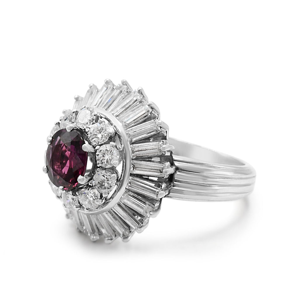 used Ruby And Diamond 2 Row Cluster Cocktail Ring