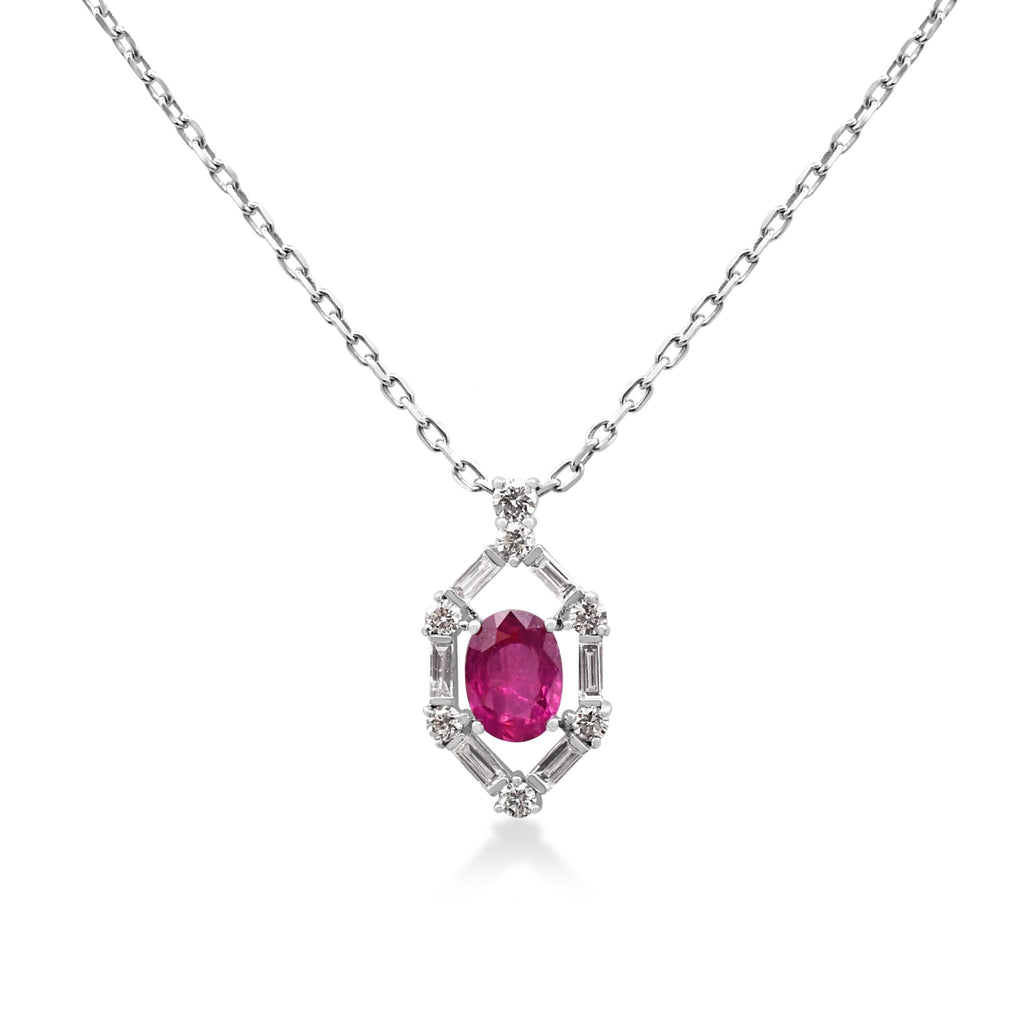 used Ruby And Diamond Set Pendant On 17" Necklace
