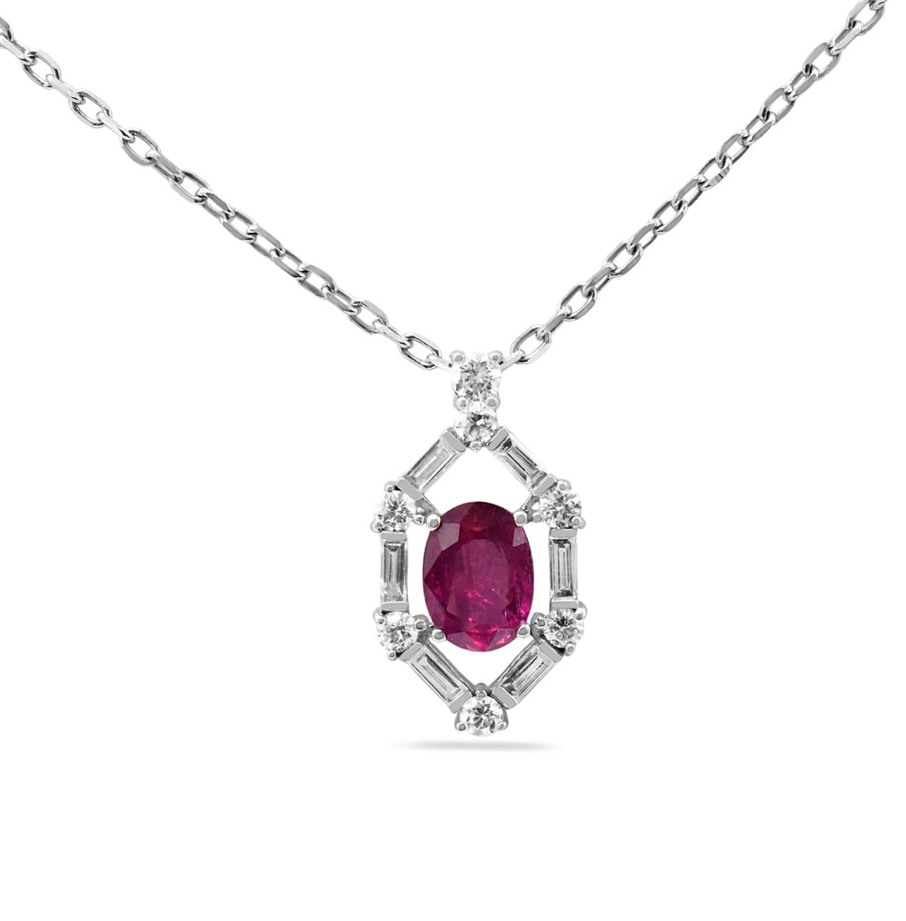 used Ruby And Diamond Set Pendant On 17" Necklace