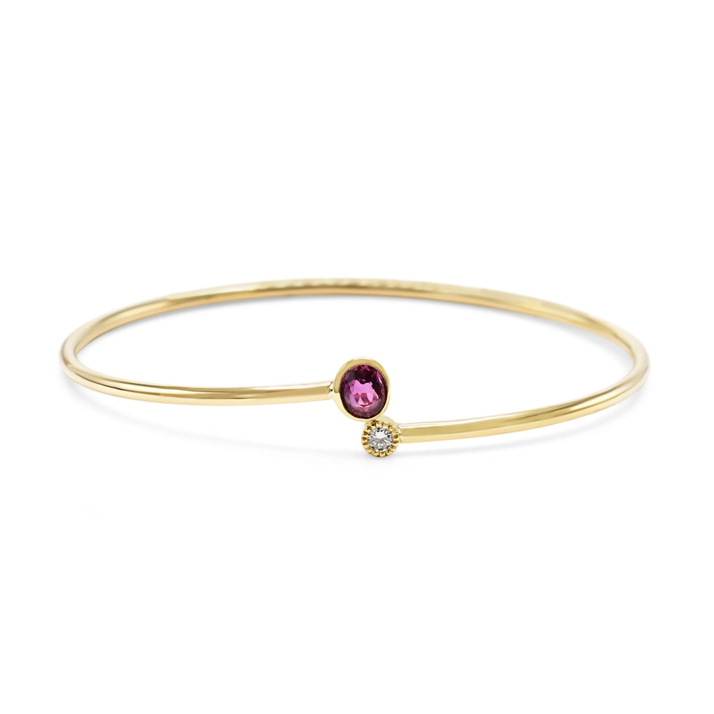 used Ruby & Diamond Torque Bangle - 18ct Yellow Gold