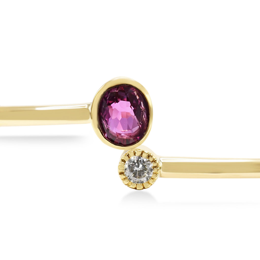 used Ruby & Diamond Torque Bangle - 18ct Yellow Gold