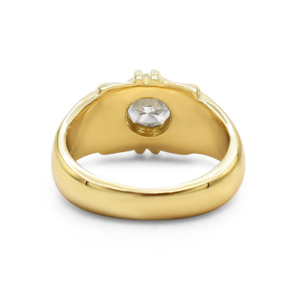 used Solitaire Brilliant Cut Diamond Gypsy Set Ring - 18ct Yellow Gold