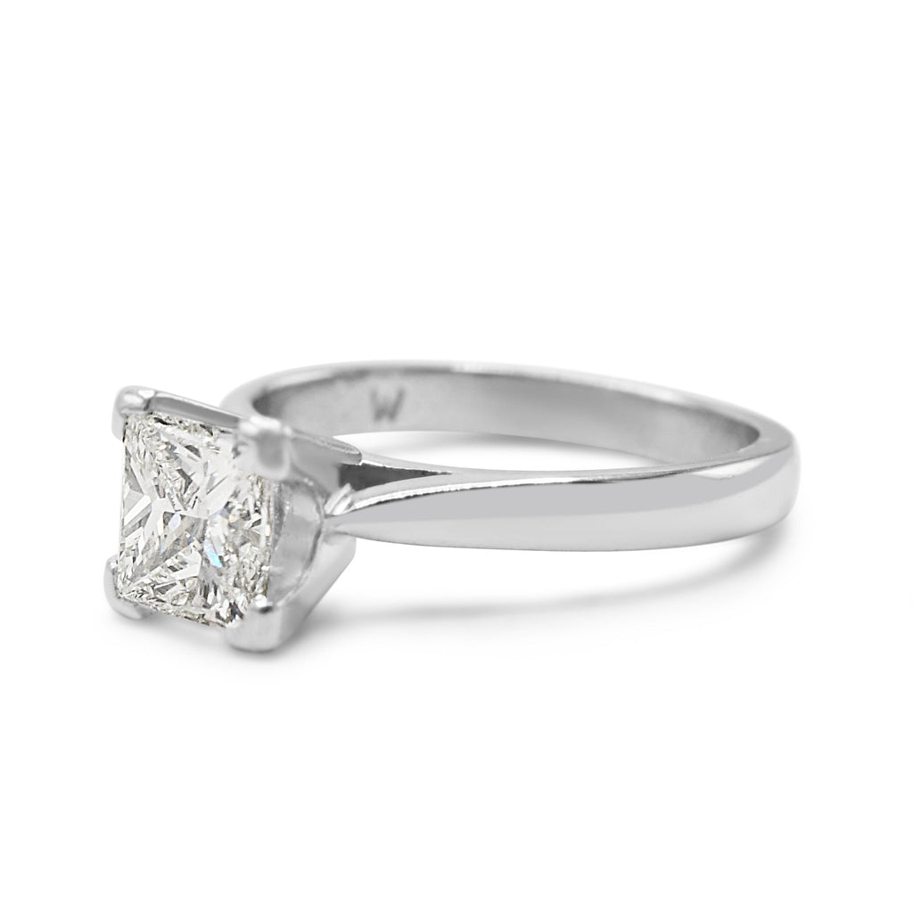 used Solitaire Princess Cut Diamond Ring - Platinum