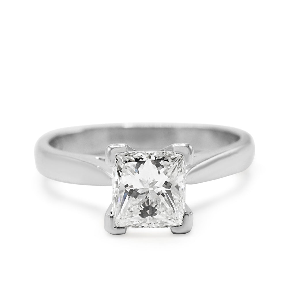 used Solitaire Princess Cut Diamond Ring - Platinum