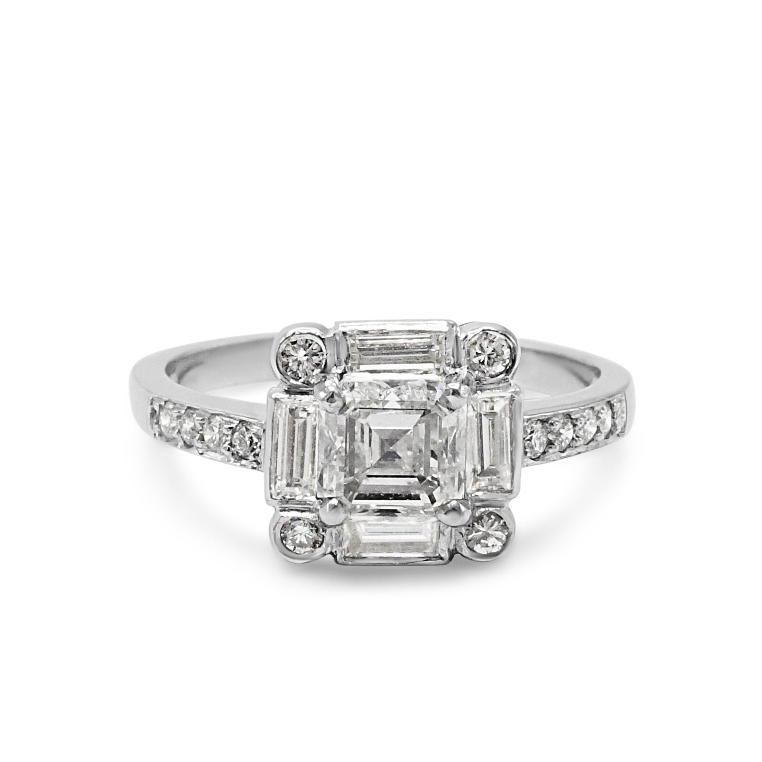 Square Style Diamond Pre-Owned Square Cut Diamond Cluster Ring - Platinum I S&R