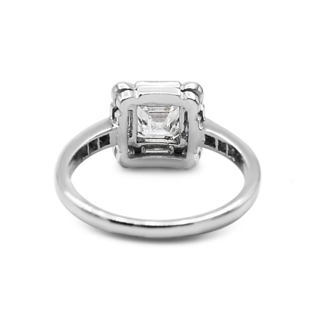 used Square Cut Deco Style Diamond Cluster Ring - Platinum