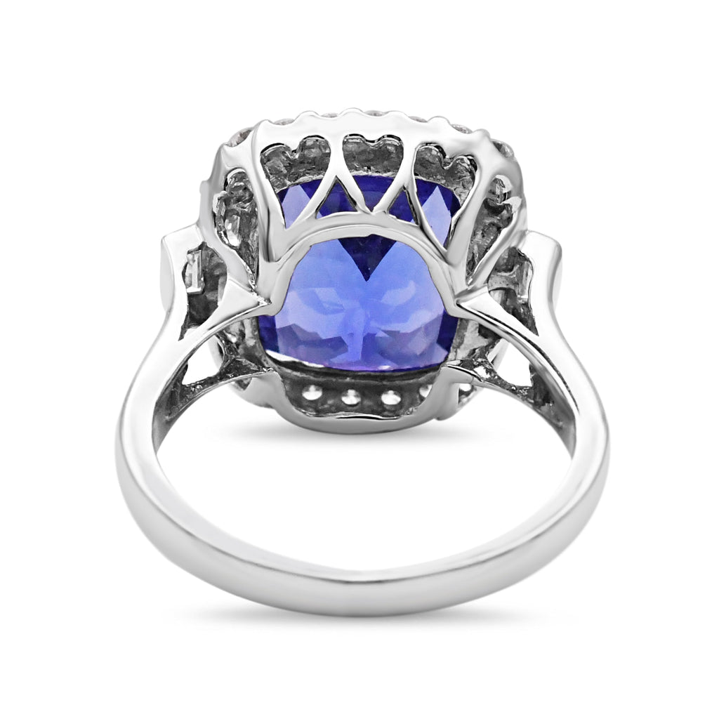 used Tanzanite And Diamond Cushion Shaped Cluster Ring