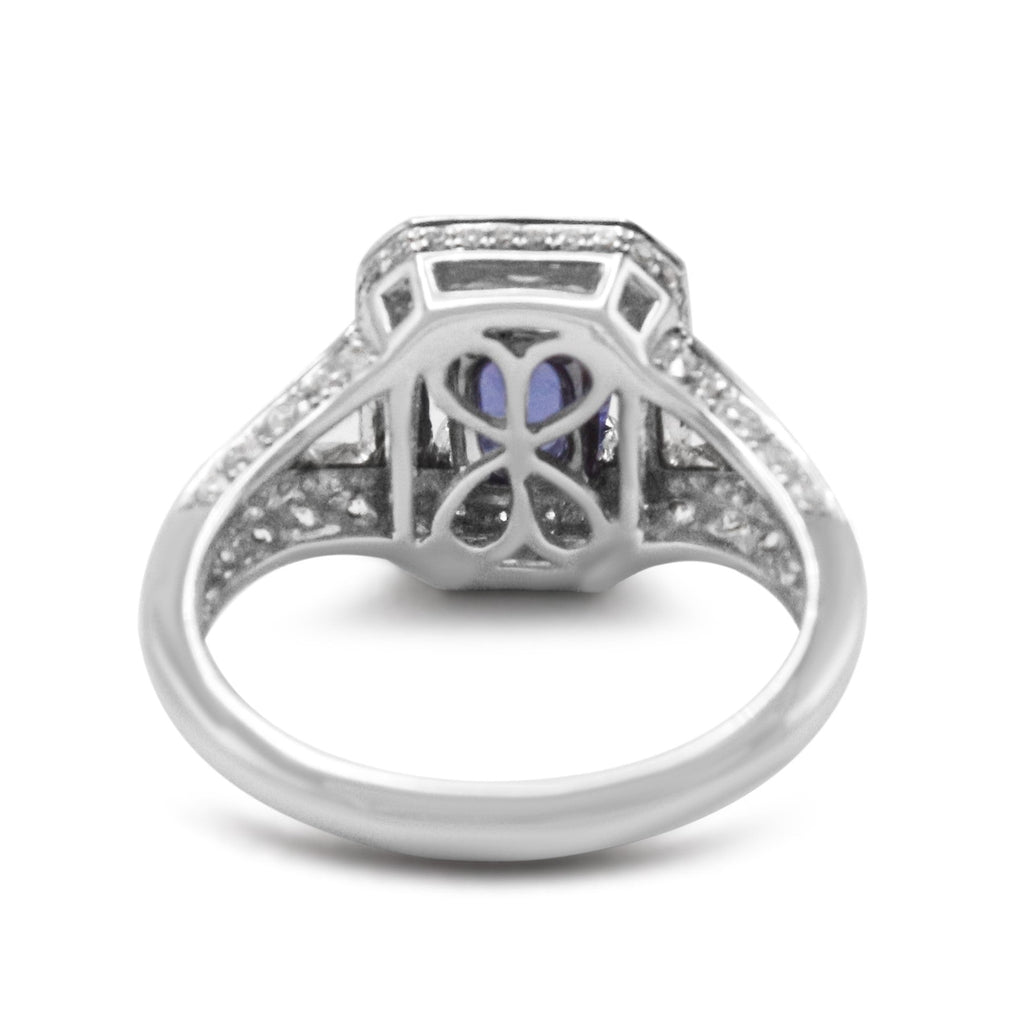 used Tanzanite & Diamond Dress Cluster Ring - 18ct White Gold