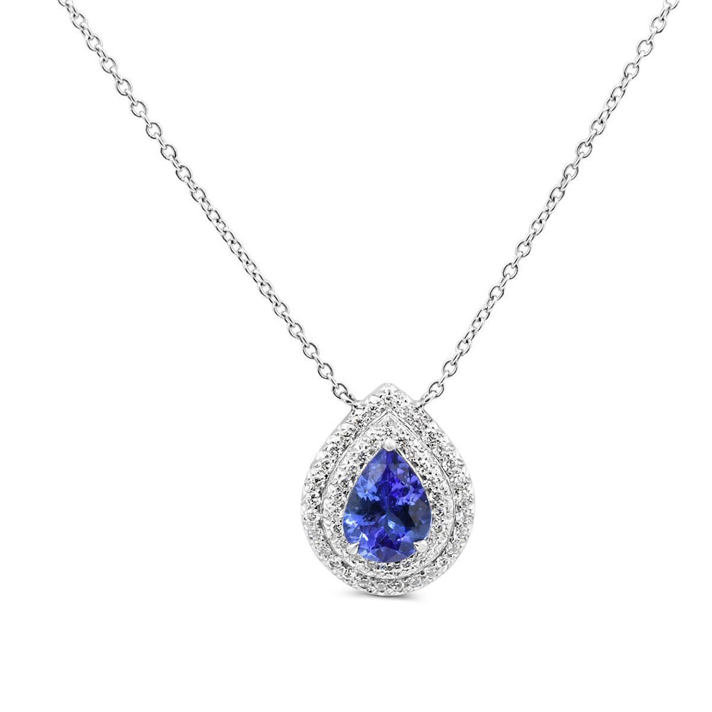 used Tanzanite & Diamond Pendant On Necklace - Platinum