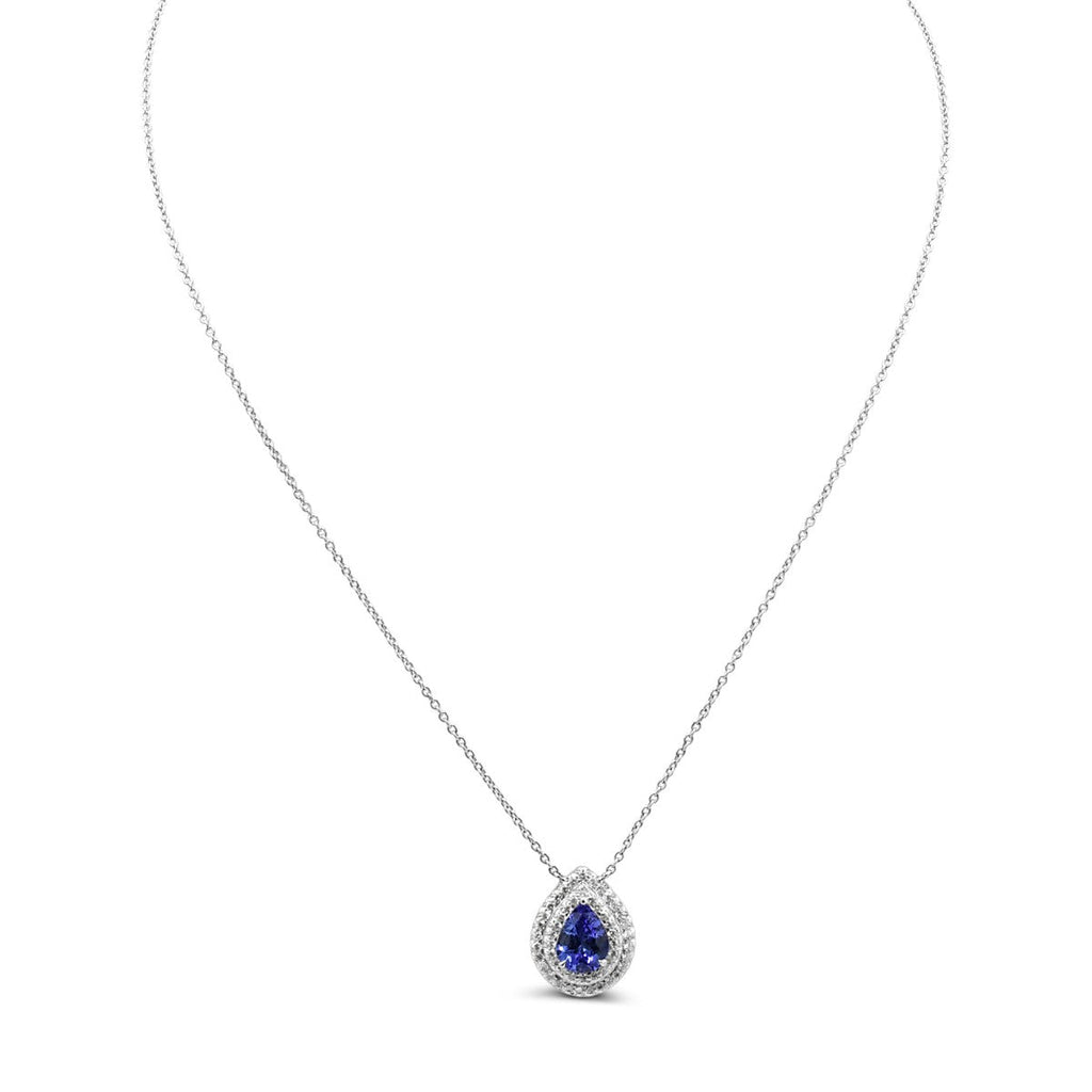 used Tanzanite & Diamond Pendant On Necklace - Platinum