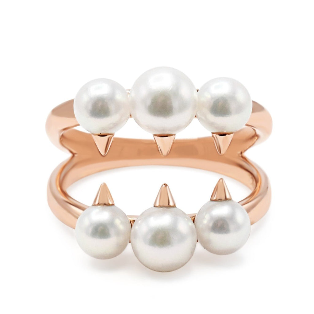 used Tasaki Danger Signature Ring Akoya Pearls.