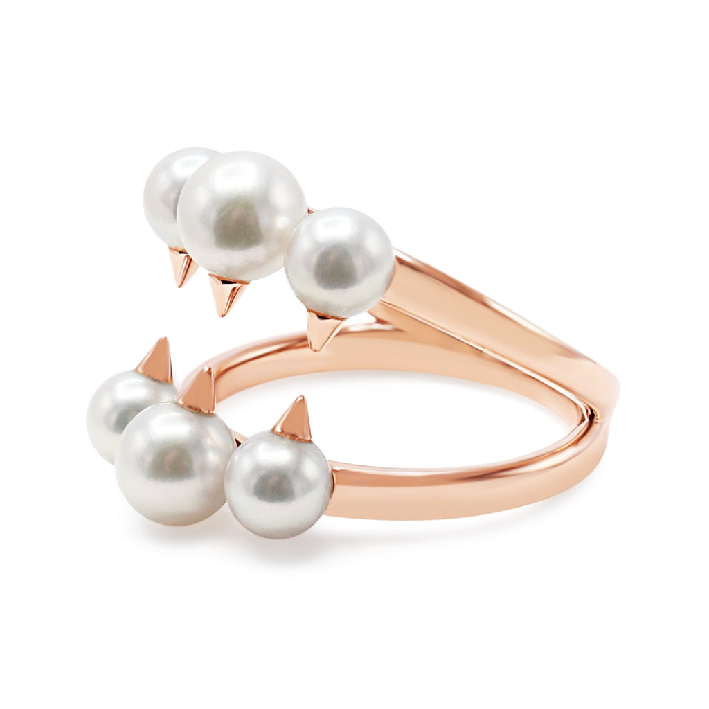 used Tasaki Danger Signature Ring Akoya Pearls.