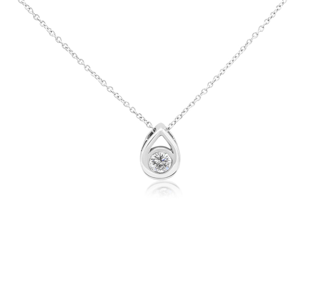 used Teardrop Diamond Pendant on 16" 18ct White Gold Trace Necklace