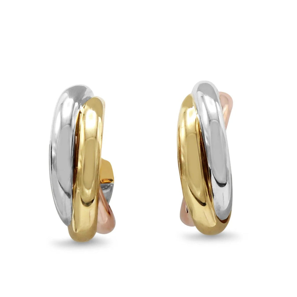 used Three Colour Gold Hoop Earrings - 18ct Gold