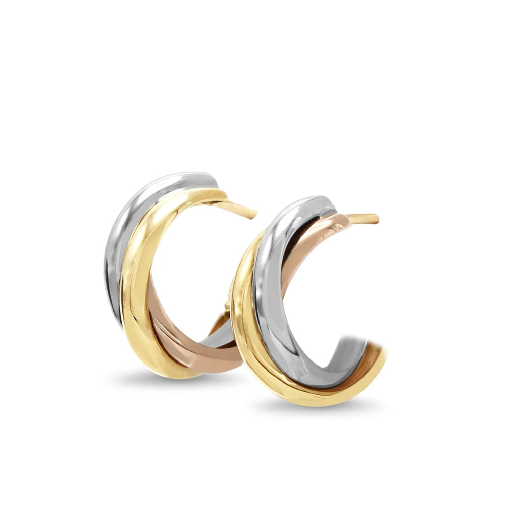 used Three Colour Gold Hoop Earrings - 18ct Gold