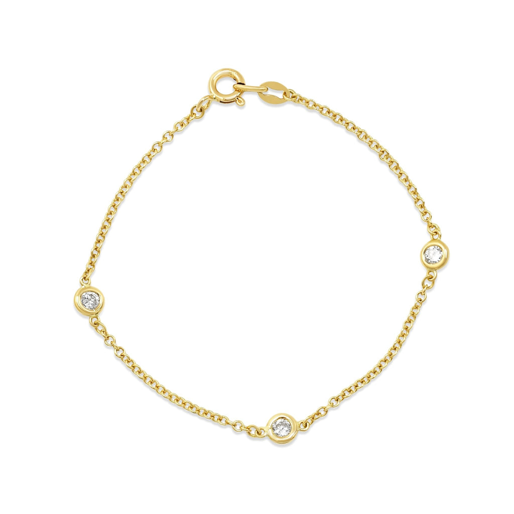 used Three Stone Brilliant Cut Diamond Bracelet - 16.5cm