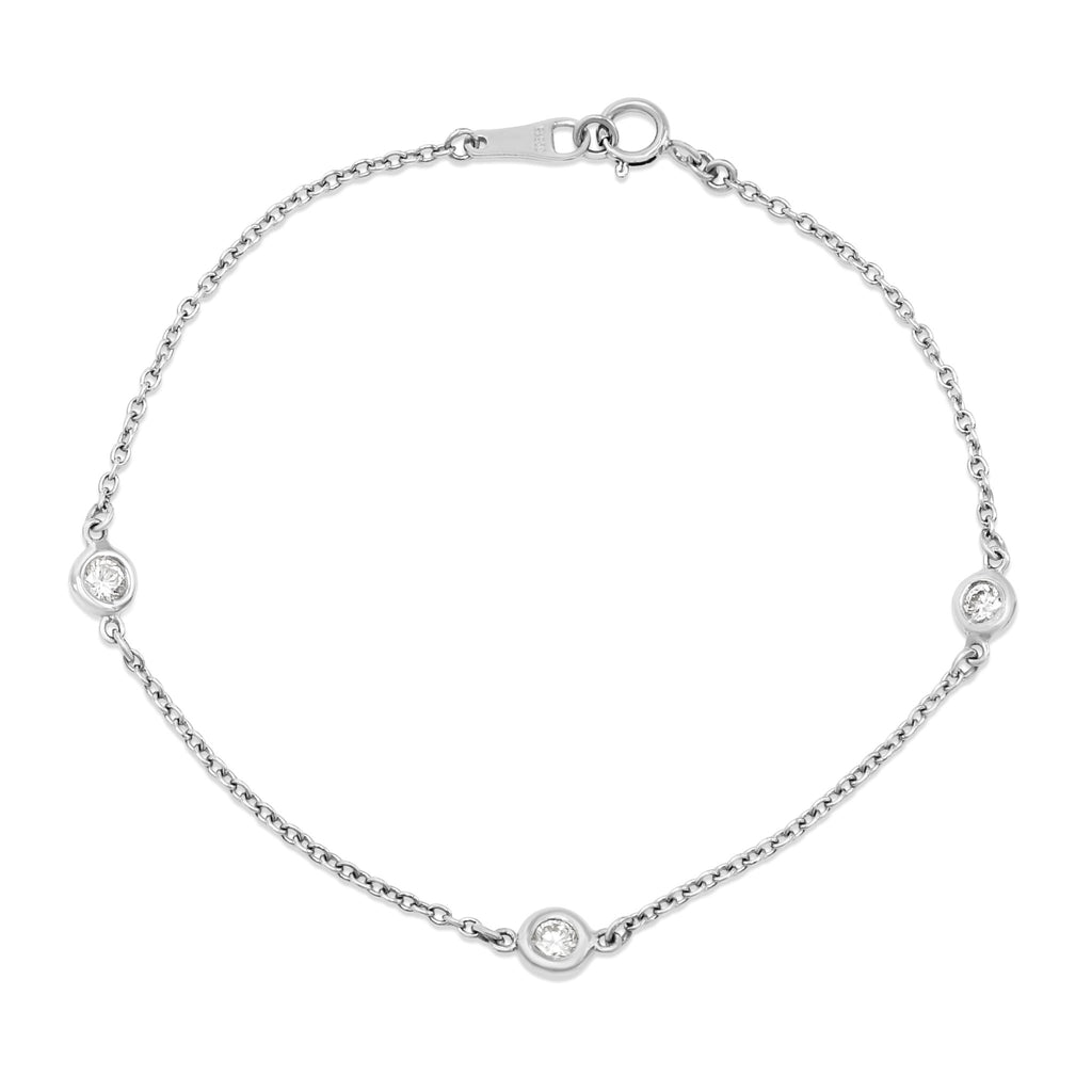 used Three Stone Brilliant Cut Diamond Set Bracelet 17.5cm - Platinum