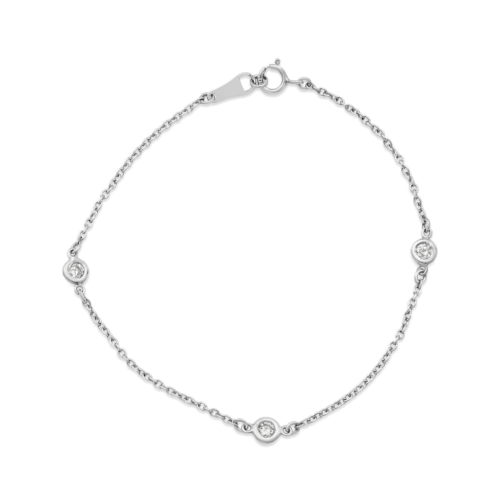 used Three Stone Brilliant Cut Diamond Set Bracelet 17.5cm - Platinum