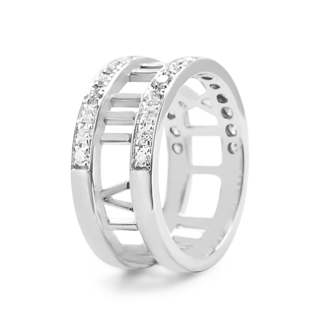 used Tiffany Atlas Diamond Set Band Ring - 18ct White Gold