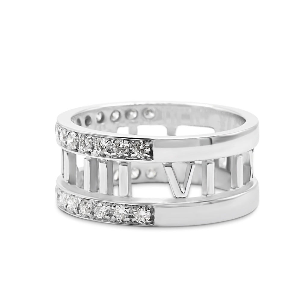 used Tiffany Atlas Diamond Set Band Ring - 18ct White Gold