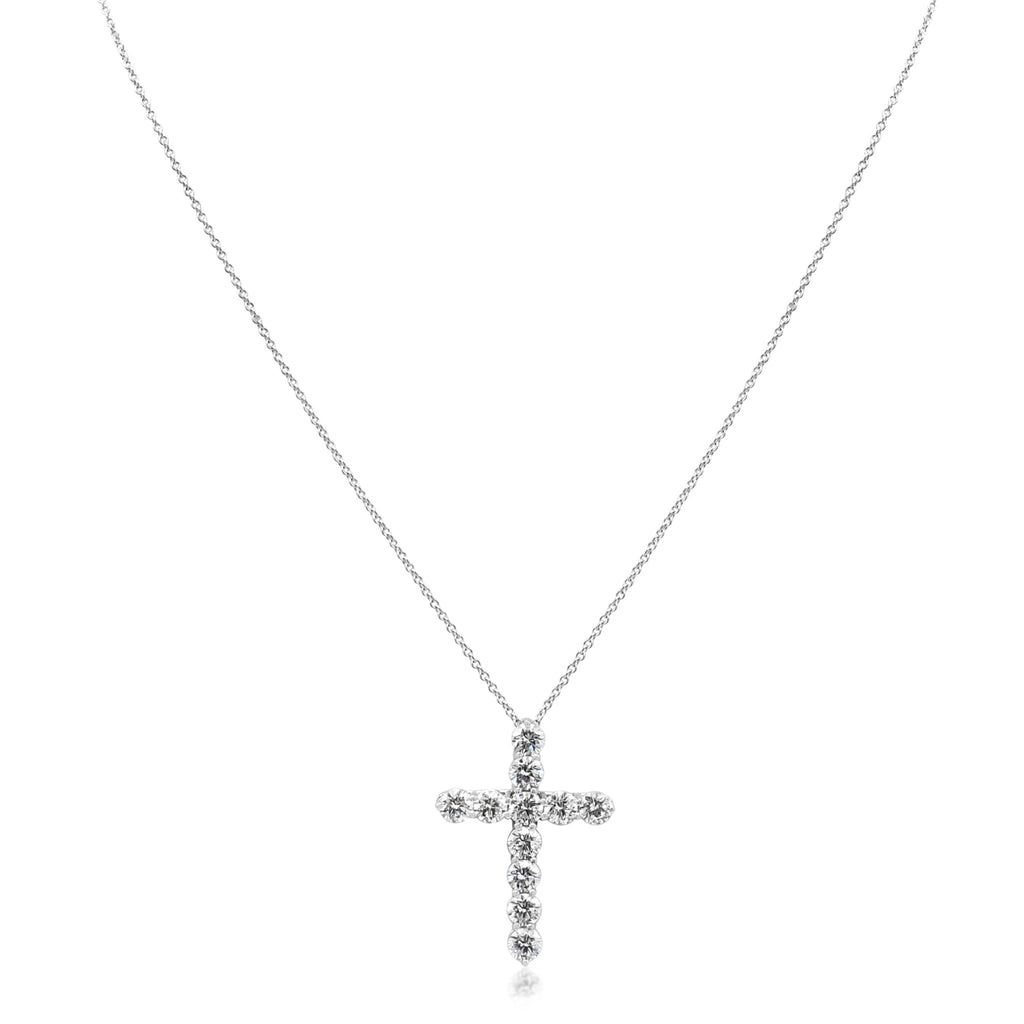 used Tiffany Brilliant Cut Diamond Cross Pendant, Size Large