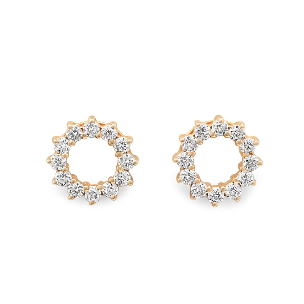 used Tiffany Brilliant Cut Diamond Open Circle Earrings - 18ct Rose Gold
