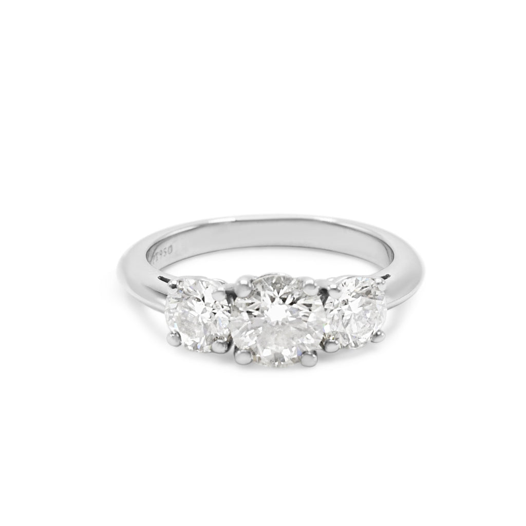 used Tiffany Certificated Brilliant Cut Diamond Three Stone Ring - Platinum