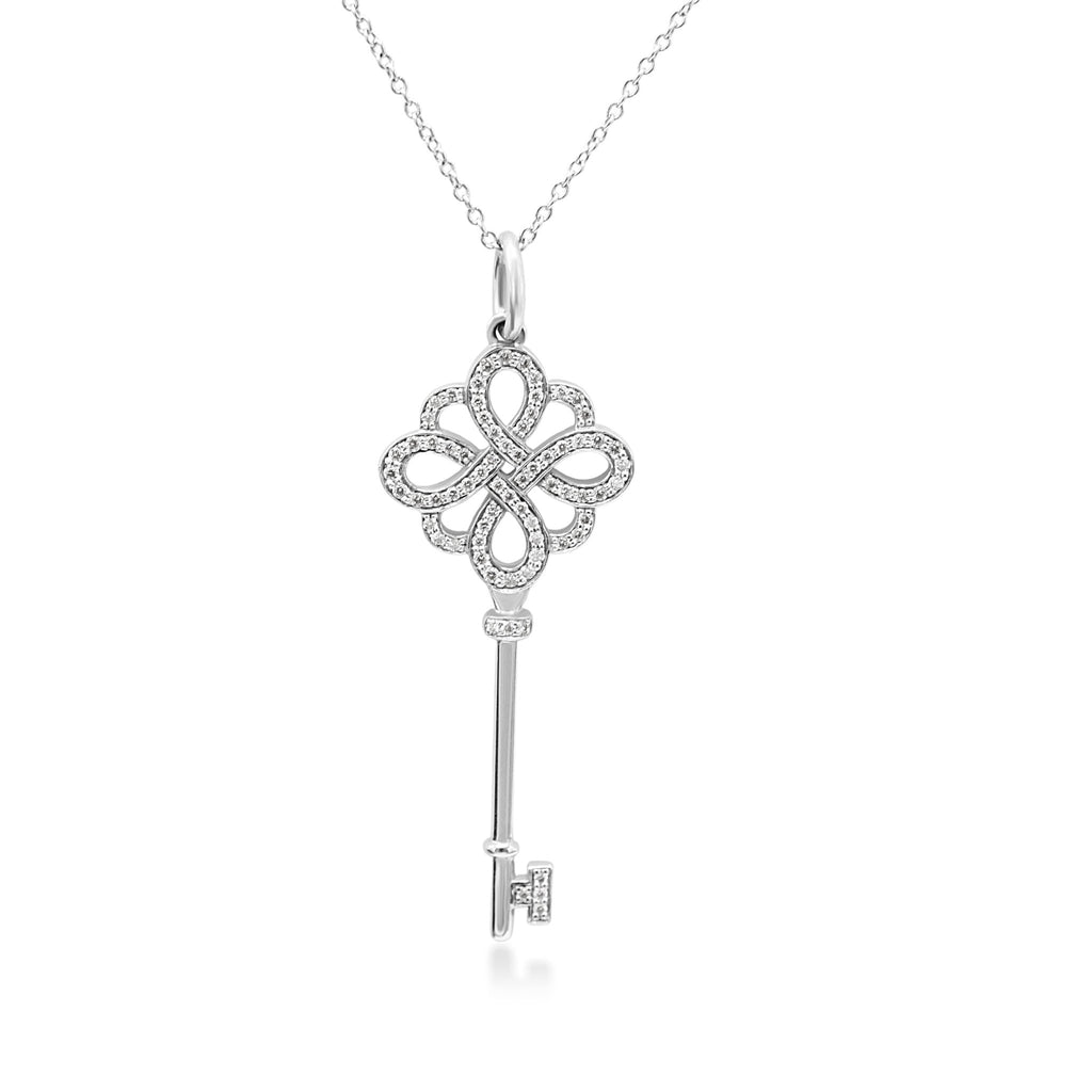 used Tiffany Diamond Knot Key Pendant Necklace