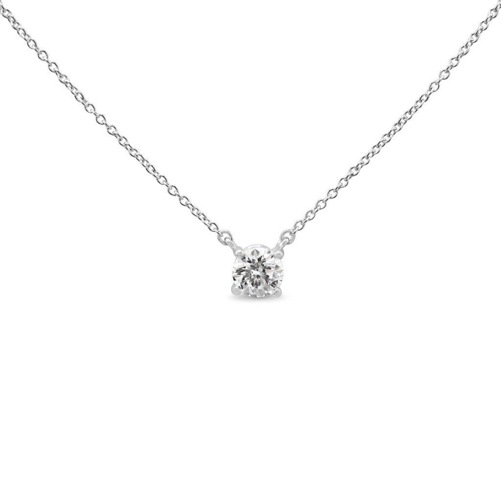 used Tiffany Diamond Solitaire Pendant Necklace 16" - Platinum