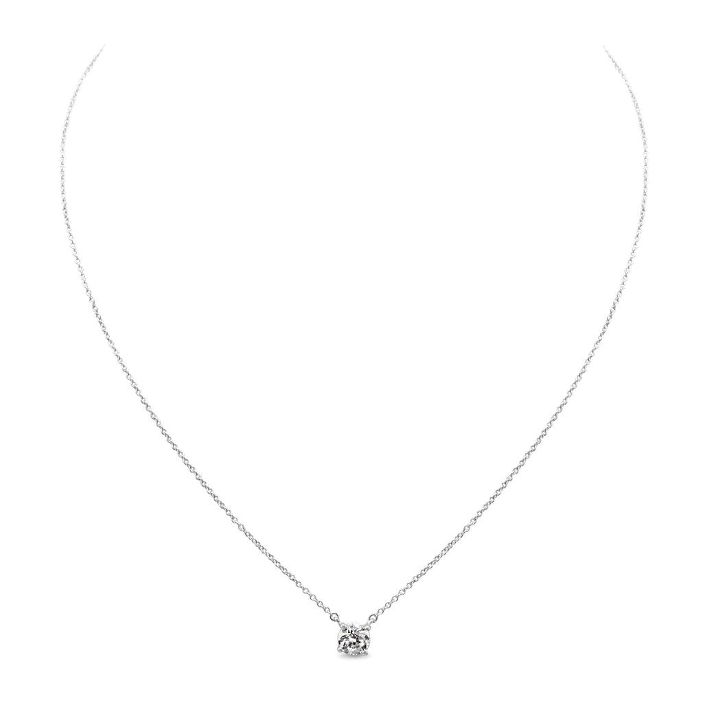 used Tiffany Diamond Solitaire Pendant Necklace 16" - Platinum