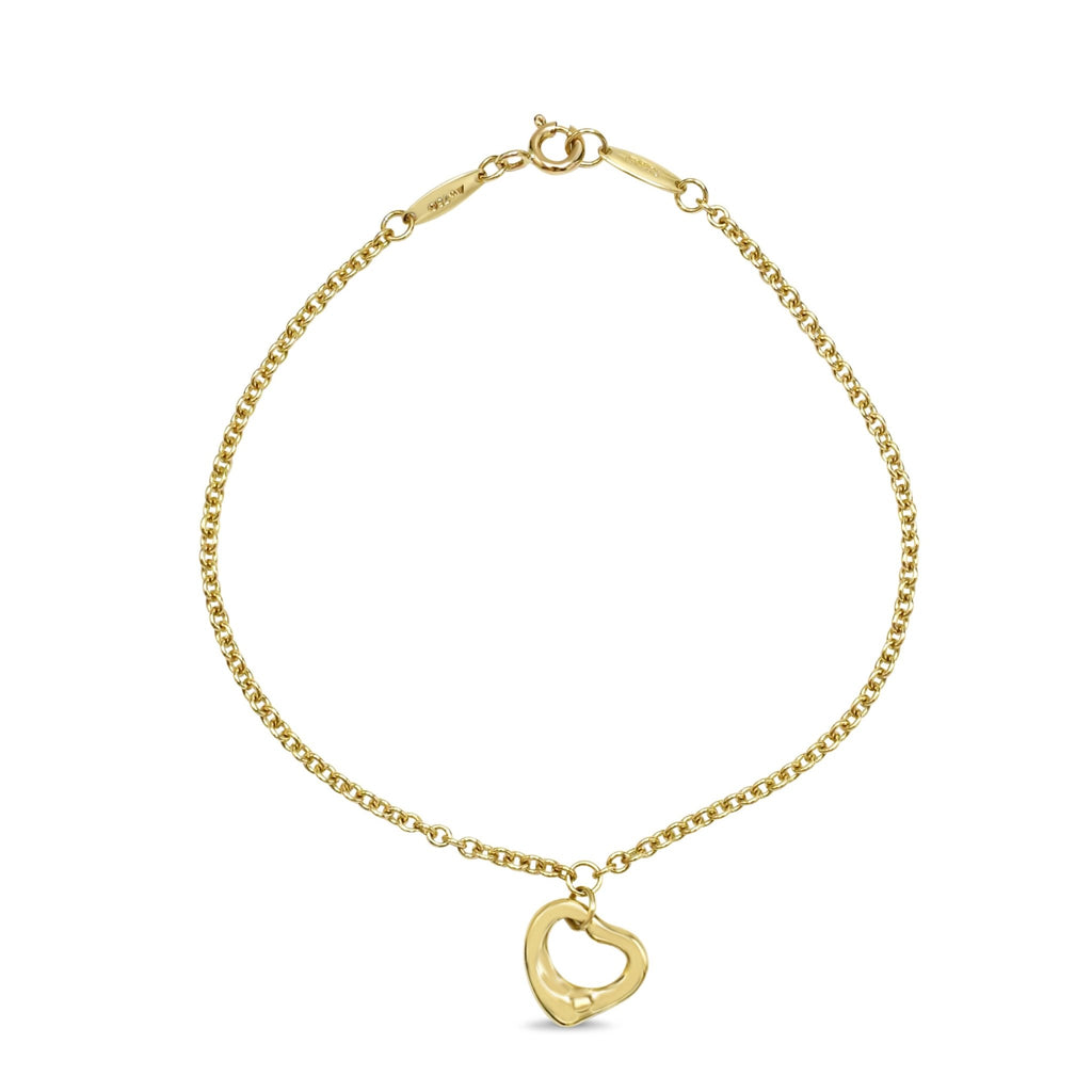 used Tiffany Elsa Peretti 11mm Open Heart Bracelet 7.5" - 18ct Yellow Gold