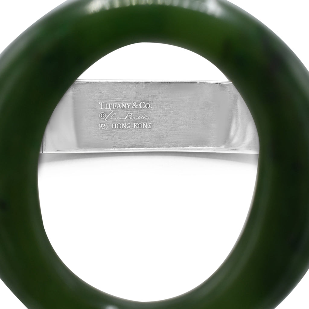 used Tiffany Elsa Peretti Green Jade Hinged Cuff Bangle
