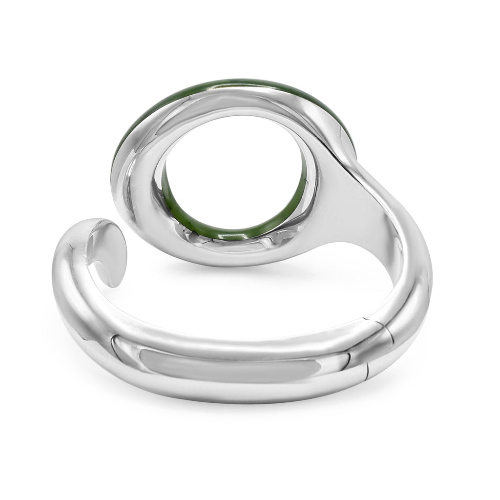 used Tiffany Elsa Peretti Green Jade Hinged Cuff Bangle