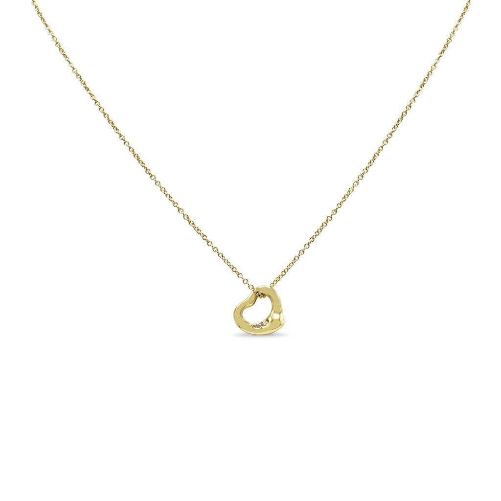 used Tiffany Elsa Peretti Open Heart Pendant Necklace With Diamonds